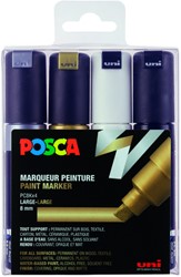 Paintmarker Uni POSCA PC8K breed schuin assorti set à 4 stuks