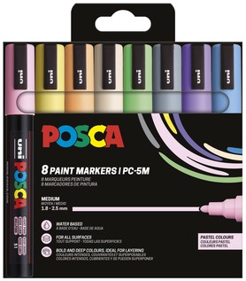 Paintmarker Uni POSCA PC5M medium pastel assorti set à 8 stuks