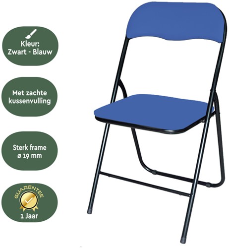 Klapstoel BRASQ FC100 blauw-zwart            -3