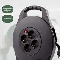 Kabelhaspel BRASQ  4 voudig 15 meter zwart-3