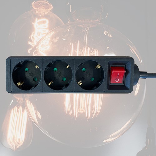 Stekkerdoos BRASQ  3 voudig 1.4 meter zwart-4