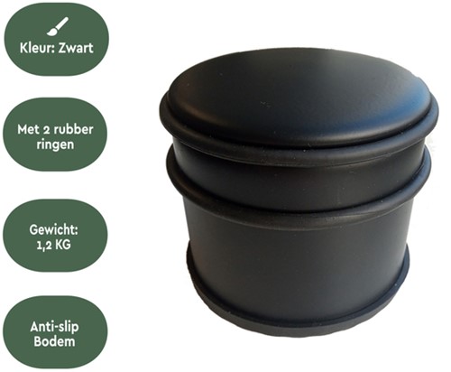 Deurstopper BRASQ  met rubberen ringen zwart-3