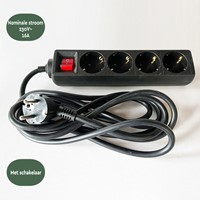 Stekkerdoos BRASQ  4 voudig 3 meter zwart-1