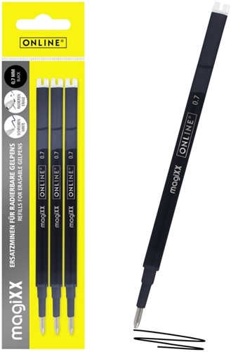 Gelschrijvervulling Online Magixx medium zwart blister à 3 stuks