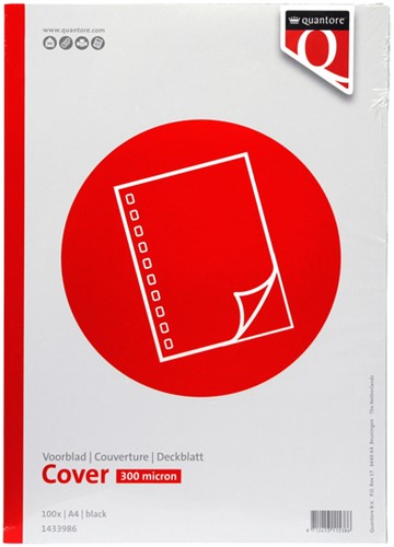 Voorblad Quantore A4 PP 300 micron zwart 100 stuks