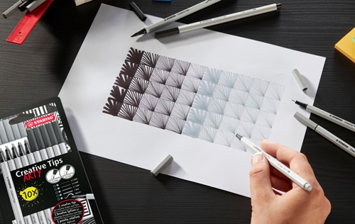 Creative Tips STABILO Arty assorti tips zwart en grijs 10 stuks-3