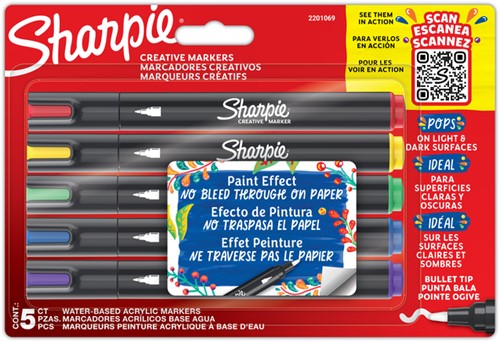 Creatieve marker Sharpie assorti blister à 5 stuks