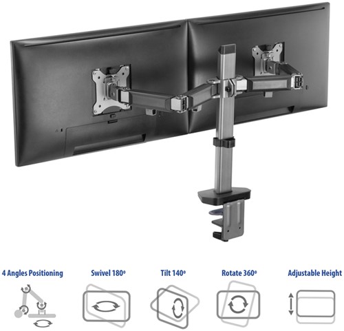 Monitorarm ACT office 2 schermen zilver-3
