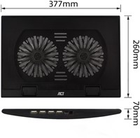 Laptopstandaard ACT 2 standen met ventilator 4-p hub-4