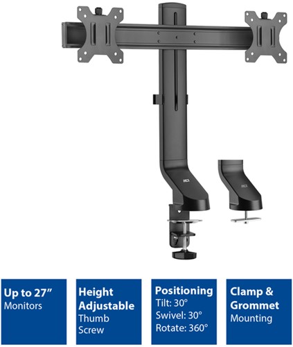 Monitorarm ACT office crossbar 2 schermen verstelbaar-2