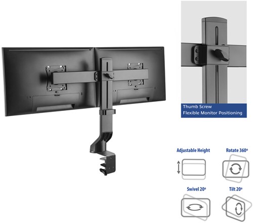 Monitorarm ACT office crossbar 2 schermen verstelbaar-2