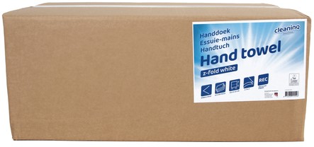 Handdoek Cleaninq H3 z-vouw 2-laags 225x220mm 20x200 vel wit-3
