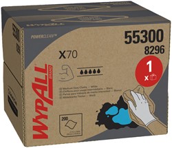Poetsdoek WypAll X70 PowerClean 426x282mm 200vel dispenserdoos wit 8296