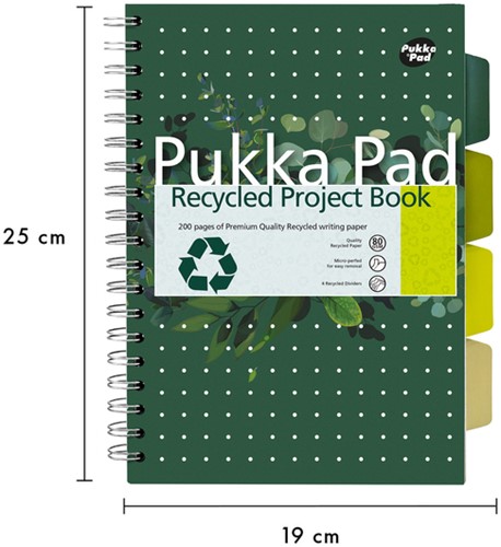 Projectboek Pukka Pad Recycled B5 lijn 4-tabs 200 pagina's 80gr groen-3