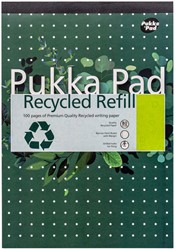 Schrijfblok Pukka Pad Recycled A4 lijn 4-gaats 100 vel 80gr