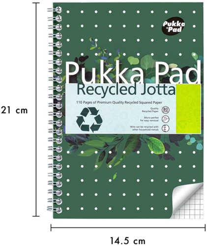 Notitieboek Pukka Pad Jotta A5 ruit 5x5mm 110 pagina's 80gr groen-3