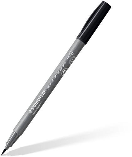 Brushpen Staedtler pigment pen etui à 6 grijze kleuren-2