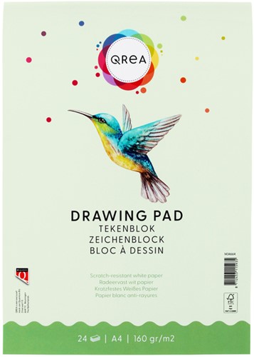 Tekenblok Qrea A4 24 vel 160gr gelijmd