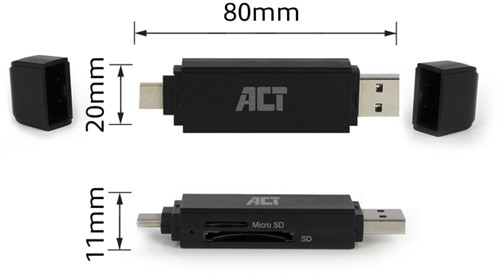 Kaartlezer ACT USB-C/USB-A 3.0-2