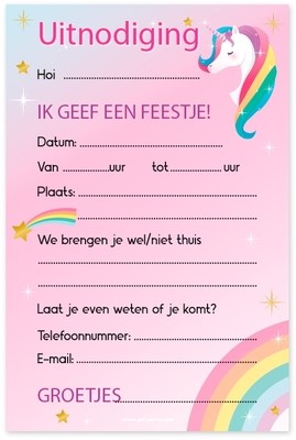 Uitnodigingskaarten Unicorn-2
