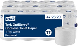 Toiletpapier Tork T7 Universal OptiServe Coreless 1-laags 144m wit 472620