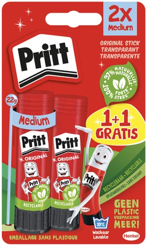 Lijmstift Pritt Stick Original 22gr blister à 1 + 1 stuk gratis Promo