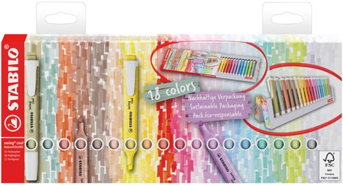 Markeerstift STABILO Swing cool nature colors deskset 18 stuks