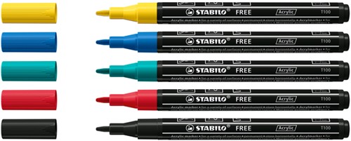 Acrylmarker STABILO  Free Acrylic T100 Royal assorti 5 stuks-2