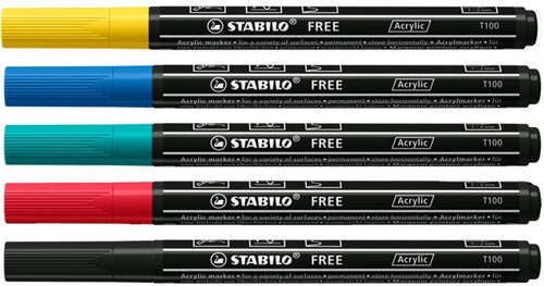 Acrylmarker STABILO  Free Acrylic T100 Royal assorti 5 stuks-3