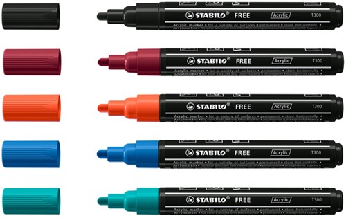Acrylmarker STABILO  Free Acrylic T300 Urban assorti 5 stuks-2