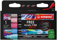 Acrylmarker STABILO  Free Acrylic T300 Candy assorti 5 stuks