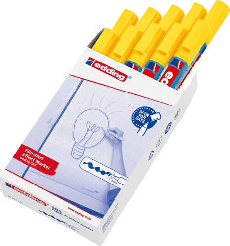 Viltstift edding 385 flipover penseelpunt geel-3