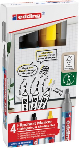 Viltstift edding 385 flipover incl 380 - 383  assorti 4 stuks