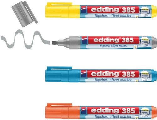 Viltstift edding 385 flipover penseelpunt assorti 4 stuks-2