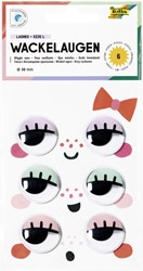 Wiebelogen Folia met wimpers 30mm set à 6 stuks assorti