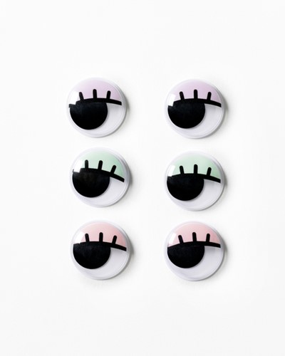 Wiebelogen Folia met wimpers 30mm set à 6 stuks assorti-3