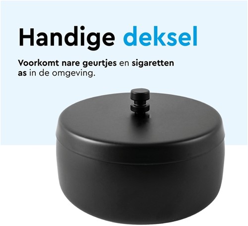 Asbak BRASQ tafelmodel 1 liter met deksel AT700 zwart-2