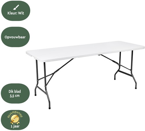 Vouwtafel BRASQ 180x70x74cm FT180 wit-3