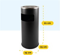 Afvalbak met asbak BRASQ 11 liter AT500 zwart-2