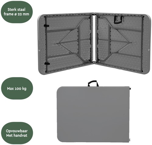 Vouwtafel BRASQ 180x70x74cm FT180 grijs-1