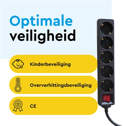 Stekkerdoos BRASQ 5 voudig 5 meter zwart-2