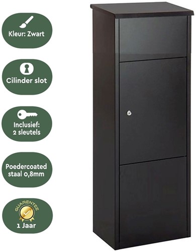 Pakketbrievenbus BRASQ 105x38x24cm PB400 Zwart-3
