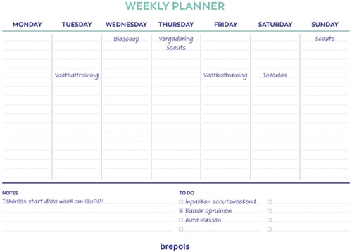 Planner Brepols Weekly A4 7dagen/1pagina horizontaal assorti-2