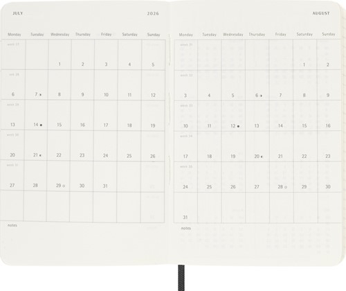 Agenda 2026 Moleskine 12M Planner Weekly 7dagen/1pagina pocket sc black-1
