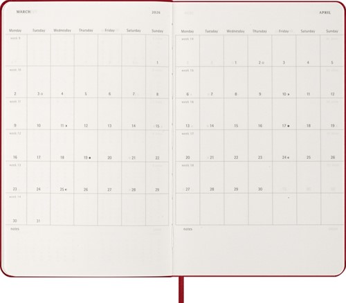 Agenda 2026 Moleskine 12M Planner Weekly 7dagen/1pagina large hc scarlet red-1