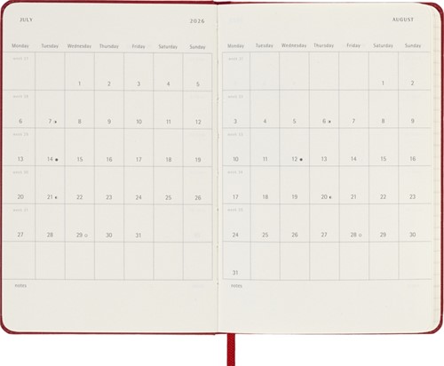 Agenda 2026 Moleskine 12M Planner Weekly 7dagen/1pagina pocket hc scarlet red-1