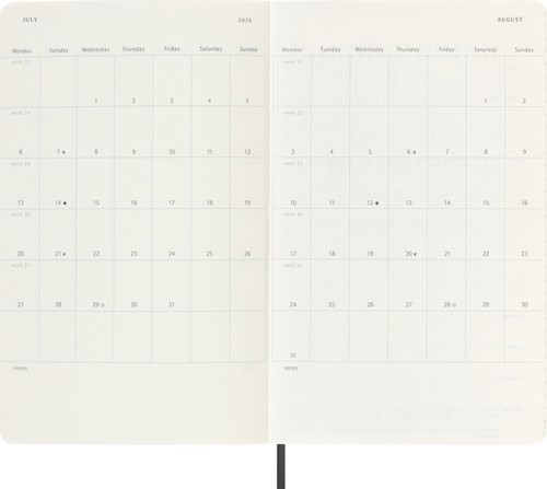 Agenda 2025/2026 Moleskine 18M Planner Weekly 7dagen/1pagina large sc black-1