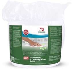 Desinfectiedoekjes Dreumex Disinfectant & Cleaning navulling 800 stuks wit