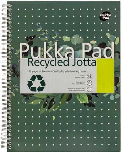 Collegeblok Pukka Pad Jotta Recycled A4 lijn 4-gaats 110 pagina's 80gr groen