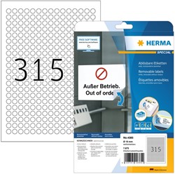 Etiket HERMA 4385 rond 10mm wit 7875 stuks